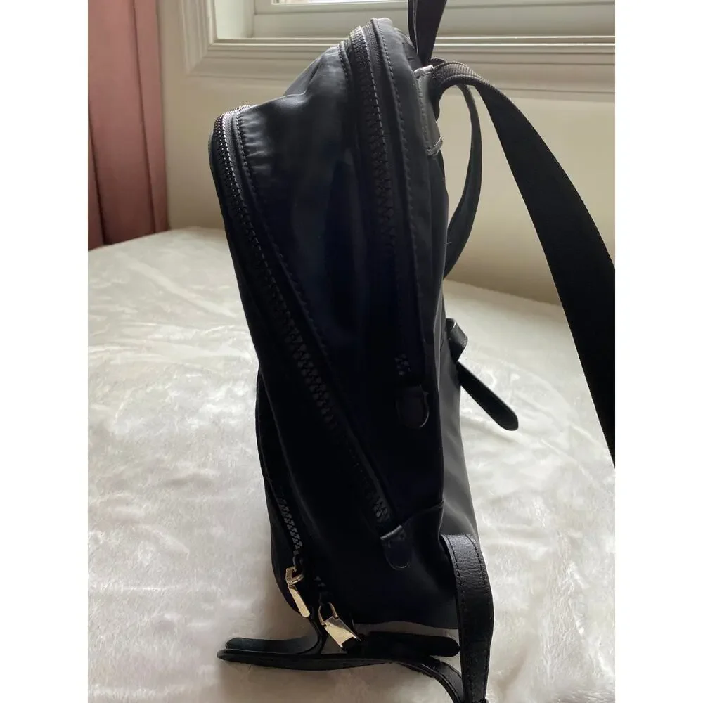Kate Spade Nylon Mini Backpack Leather Straps 3 Sections Travel Career GUC